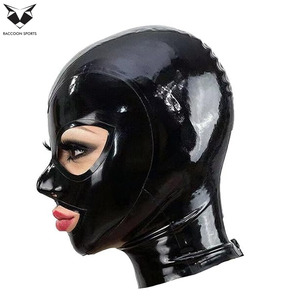 Cagoule intégrale professionnelle en latex noir brillant, sexy, pour clubbing, fête, déguisement, cosplay, ajustement réglable, durable - Product Image 6