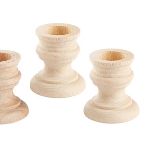 Unfinished Natural Wood <b>Candle</b> <b>Sticks</b> Wholesale - 12pc Bulk Candleholder - Product Image 5