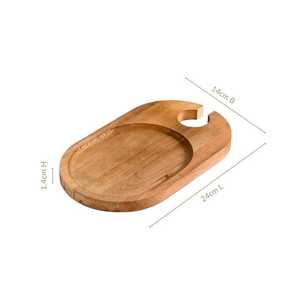 Plateau de service ovale en bois d'acacia classique, design artisanal en bois pur, plateau de service multifonctionnel pour restaurant - Product Image 3