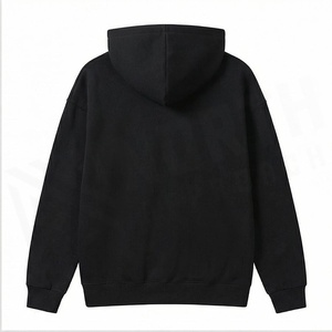 Sweat-shirt à capuche surdimensionné pour homme, noir uni, en molleton de coton, décontracté, avec poche avant, coupe classique, pour l'automne - Product Image 2
