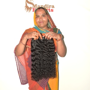 Extensions de cheveux naturels indiens Remy en gros, tissage double machine, 100g, couleur noire brute, lisses ou bouclés, fournisseur en gros - Product Image 4