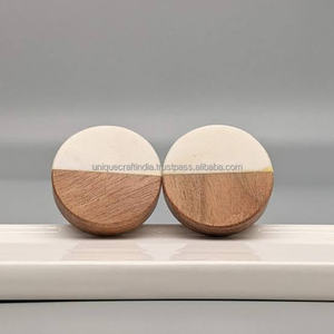 Tiradores de muebles de diseño Floral de lujo tiradores de resina de madera hechos a mano para armarios - Product Image 4