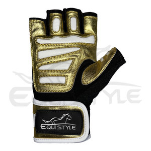 Guantes de entrenamiento de medio dedo al por mayor, guantes de levantamiento de pesas de cuero y neopreno, guantes de gimnasio con acolchado en la palma de diseño personalizado - Product Image 2