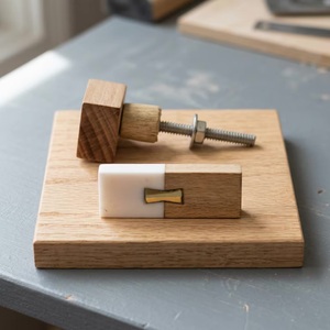 Poignée de tiroir en résine et bois, design minimaliste en T, pour salon, bureau à domicile, meubles de rangement, finition durable - Product Image 1