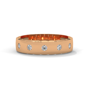 Anillo de Boda Chapado en Oro Rosa de 14K con Acento de Piedra de Corte Brillante Redondo, Anillo de Eternidad para Mujer - Product Image 1