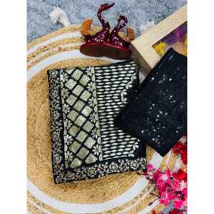 Saree ethnique de créateur avec superbe broderie Zari et feuille d'aluminium - Product Image 1