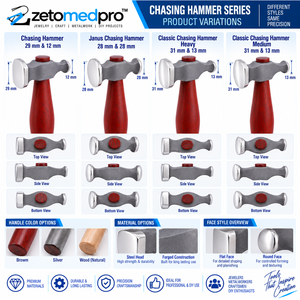 Marteau de ménagère Chasing Hammer Janus Classic Heavy Medium 29mm 12mm 28mm 31mm 13mm pour le travail du bois, de l'acier, des bijoux et des métaux ZETOMEDPRO - Product Image 5