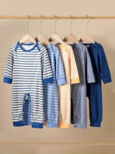 Autumn-Winter Boys' Simple Striped Solid Color Open-Leg Footed Pants Multi-Pack Perfect Outdoor Thermal Breathable Single Button - Product Image 3