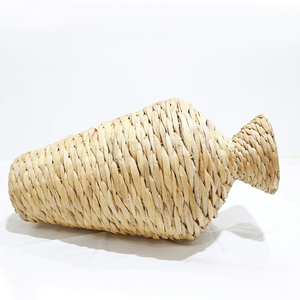 Handwoven Water <b>Hyacinth</b> <b>Vase</b> Round Bohemian Style Tabletop Floral Display Decorative Craft - Product Image 3
