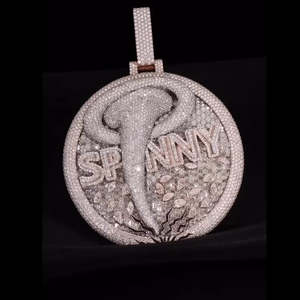 Colgante Medallón Giratorio de Plata de Ley 925 Maciza con Moissanita VVS Iced-Out, Texto Personalizado, Amuleto Hip-Hop Tornado, Estrella de Jesús - Product Image 5