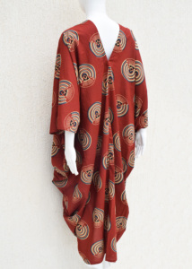 Abstract Print Boho Kaftan <b>Dress</b> Red Cotton Blend <b>Tunic</b> Batwing Lounge Cover Up - Product Image 6