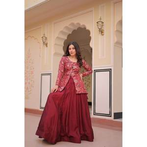 Lehenga Choli violet de créateur pour vêtements de tous les jours, taille M, pour les soirées, robes de bal élégantes - Product Image 3