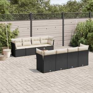 Conjunto de Sofás de Jardín de Ratán PE Negro con Patas Ajustables Grandes, Sofás de Jardín Ajustables - Product Image 1
