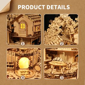 Puzzle 3D in Legno Fatto a Mano, Casa sull'Albero, Kit di Montaggio Creativo con Luci, Regalo di Compleanno e Natale per Bambini con Animali - Product Image 3