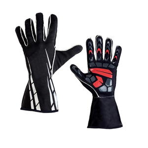 Gants de course unisexes à doigts entiers, en PU noir, antidérapants, pour le cyclisme en extérieur, design à panneaux, fermeture à enfiler - Product Image 1