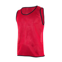 Rompi Latihan Unisex Custom Merah Berbahan Mesh Bernapas Tanpa Lengan Cepat Kering Anti-Bakteri untuk Sepak Bola Bola Basket Pinny Sialkot
