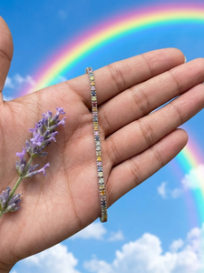 7.5" Natural Multi Color Sapphire Tennis <b>Bracelet</b> 925 Sterling Silver White Gold Plated Unisex Party Jewelry - Product Image 3