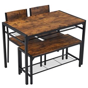 ชุดโต๊ะครัวเหล็ก 4 ชิ้นสำหรับพื้นที่ขนาดเล็กพร้อมม้านั่งและเก้าอี้ - Product Image 3
