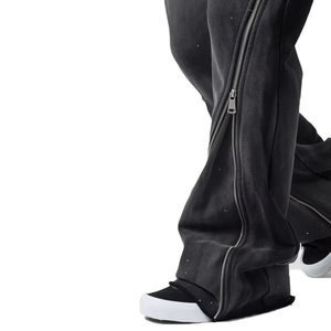 Pantalon de survêtement ample et respirant pour homme, coupe droite, bas évasé, 100 % coton, style streetwear, prix de gros - Product Image 2
