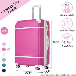Bagaglio rigido con serratura TSA, valigia leggera espandibile da 28 "con ruote Spinner, bagaglio singolo Vintage, rosa - Product Image 2