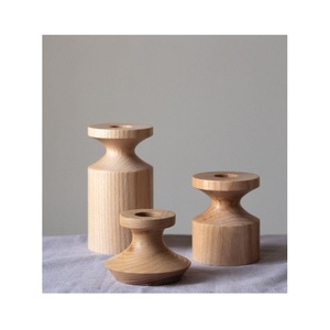 Support à bougie en bois, décoration rustique de style farmhouse pour la maison, centre de table pour salle à manger, salon, chambre et décoration de mariage - Product Image 4