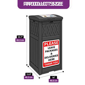 31 Gallon Waterproof Resin Outdoor Parcel <b>Drop</b> <b>Box</b> with Removable Storage Bag and Warning Sign - Product Image 5