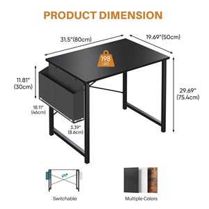 Modern Simple Style 31" Home Office <b>Desk</b> with Storage Bag and Hook for <b>Small</b> Spaces - Product Image 2
