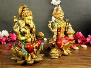 งานฝีมือนิรมลา รูปปั้นพระลักษมีพระพิฆเนศหลากสี ทำจากเรซิ่นโพลีเอสเตอร์ ของตกแต่งทางศาสนา ของขวัญทางศาสนา สำหรับพิธีกรรมพระพุทธะพระศักดิ์สิทธิ์พระพุทธเจ้า - Product Image 3