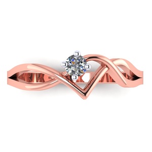Bague en or rose 18 carats avec diamant de laboratoire Infinity Heart, taille brillant rond, solitaire, 0,25 CTW, pour femme - Product Image 2