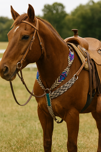 Collier de poitrail pour cheval tissé à la main, durable, réglable, style équestre du sud-ouest, polyester, marque Rider's Trust - Product Image 5