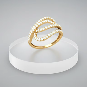Bague ouverte tendance en or, motif vague, scintillante, spirale infinie, bijou géométrique minimaliste pour anniversaire - Product Image 6