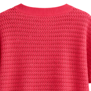 Suéter de punto texturizado de manga corta para mujer, estilo casual, holgado y transpirable, ideal para verano - Product Image 6