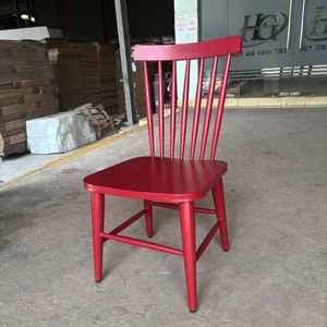 Silla de Comedor Moderna de Aluminio con Respaldo de Espiga y Recubrimiento en Polvo Rojo para Restaurante, Cafetería, Fábrica OEM - Product Image 2