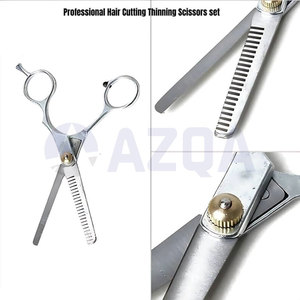 Premium Stainless Steel Hair Cutting and Thinning Scissors <b>Set</b> with Adjustable <b>Screw</b> and Finger Rest Barber Tool Kit - Product Image 5