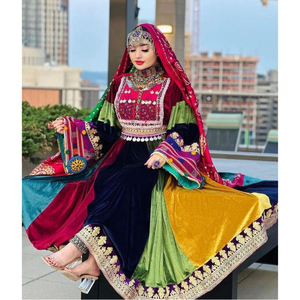Robes afghanes pour femmes de haute qualité, tailles et couleurs personnalisées, robe afghane avec dentelle, pompon et boutons décoratifs, robe afghane pour femmes - Product Image 4