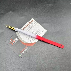 Pinces à cils professionnelles japonaises en acier inoxydable, droites et en forme de L, pinces à cils rouge et blanc ombré, logo personnalisé - Product Image 2