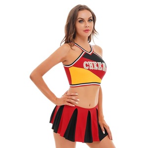 Tenue de Cheerleader pour Femme, Robe de Compétition Plissée Bordeaux et Or, Sublimation, pour Spectacles et Compétitions - Product Image 3
