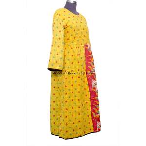 Vestido Kantha de verano 100% algodón, estampado a mano, estilo casual, vestido tipo chaqueta de invierno para fiestas y fiestas en la playa. - Product Image 4