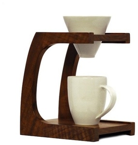 Support de filtre à café carré réutilisable en bois massif, minimaliste et écologique, avec une capacité de 350 ml pour la préparation manuelle du café - Product Image 1