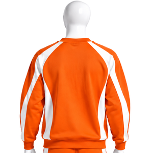 Sudadera Deportiva de Cuello Redondo con Rayas en Contraste Naranja para Hombre, Manga Larga, Estilo Atlético, Informal, para Entrenamiento, Fitness, Venta al Por Mayor - Product Image 2