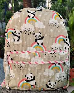 Cotton School <b>College</b> <b>Backpack</b> Indian Handmade Kids Travel Floral Printed Cotton Teen Girls Zipper Traveling Bag - Product Image 3