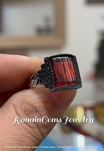Red <b>Garnet</b> Oxidized <b>Silver</b> <b>Ring</b> | Vintage Artisan Jewelry - Product Image 2