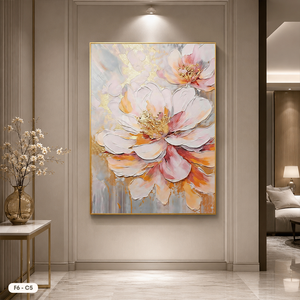 HALO Original – impression d'art sur toile florale moderne, peinture murale de fleurs peinte à la main, peinture encadrée, décoration de la maison F6-C5 - Product Image 3
