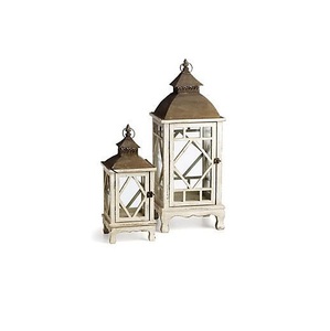 Lanterne porte-bougie en bois et verre avec poignée en corde, style rustique naturel, centre de table - Product Image 2