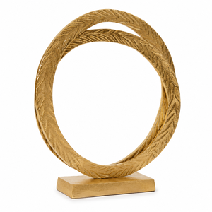 Escultura de Círculos Entrelazados de Metal Dorado, Anillo Texturizado Abstracto, Decoración de Mesa para Sala de Estar, Adorno de Aluminio para el Hogar - Product Image 1