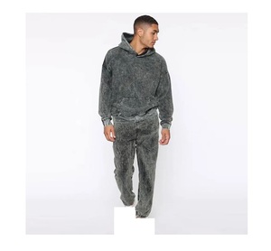 Chándal con Capucha para Hombre, Manga Larga, Color Sólido, Ropa Casual, Chándal con Efecto Deslavado - Product Image 6