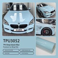Film de protection de peinture automobile TPU brillant bleu glacier profond auto-réparant application humide 1,52*15m Film décoratif personnalisé pour voiture entière