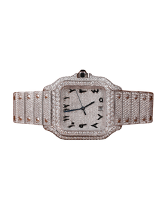 Top New Full White Gold Diamond Watch Arabic Dial Diamonds on <b>Face</b> Quartz Watches for Export Sale Hip Hop Diamond Watch - Product Image 1