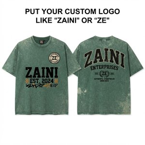 Men Acid Wash T Shirt Premium Cotton 240 GSM <b>Vintage</b> Green Oversized Fit Custom Screen Print Streetwear <b>Graphic</b> Casual <b>Tee</b> Top - Product Image 1