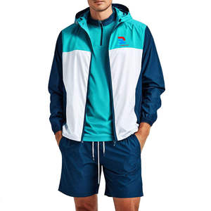 Ensemble de survêtement coupe-vent épais et imperméable pour hommes, personnalisé, court, oversize, coloré, avec broderie en satin – Vente en gros - Product Image 1